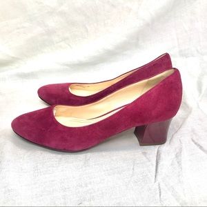 COLE HAAN Raspberry Suede Block Heel Pumps Sz 9